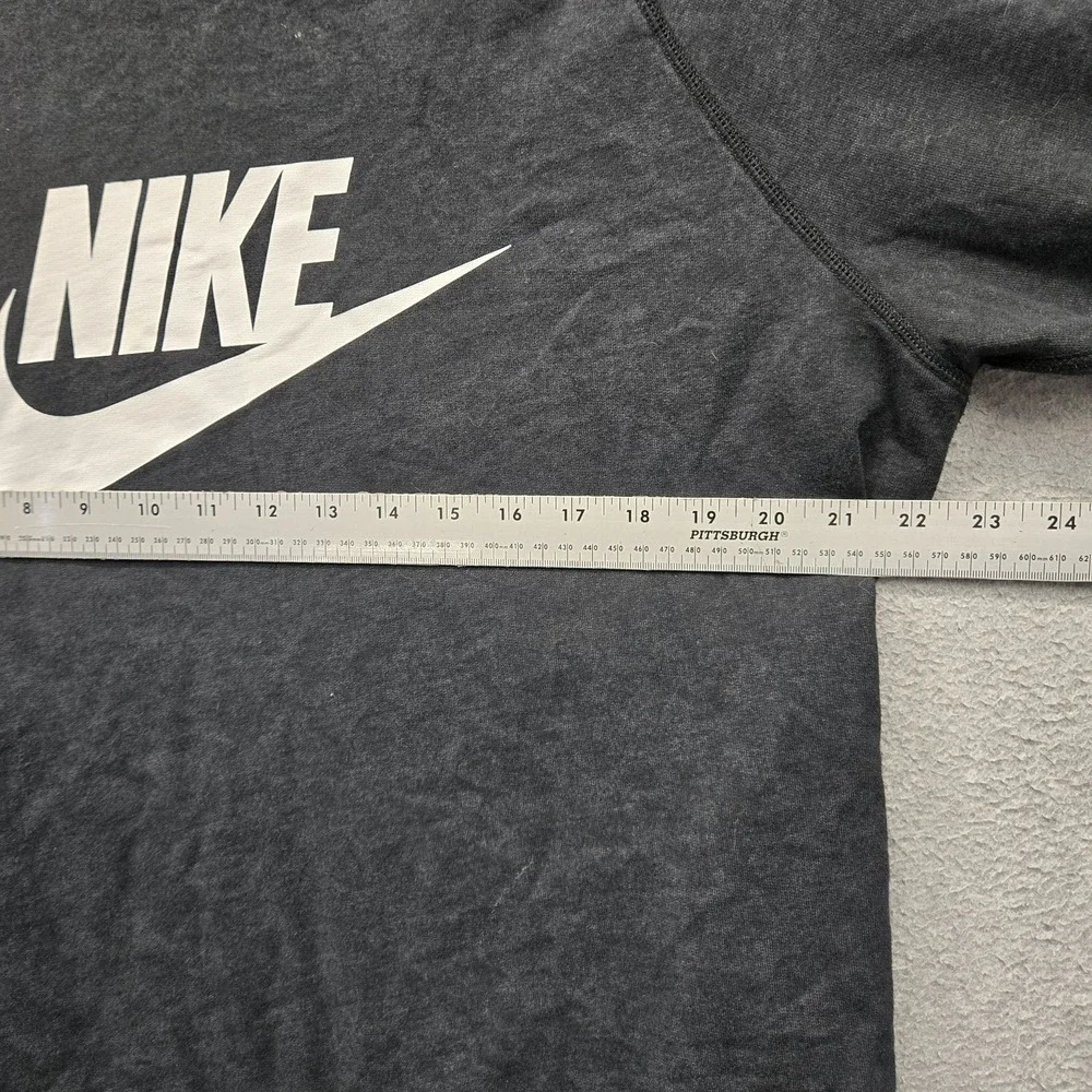 Nike Women Sweatshirt L Black Big Logo Graphic Print Rally Crew French Terry